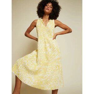 Nation LTD Nadie Tiered Tank Midi Dress Wild Yellow White Animal Print XS